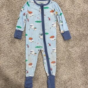 Angel Dear Light Blue Golf Print Footed One-Piece